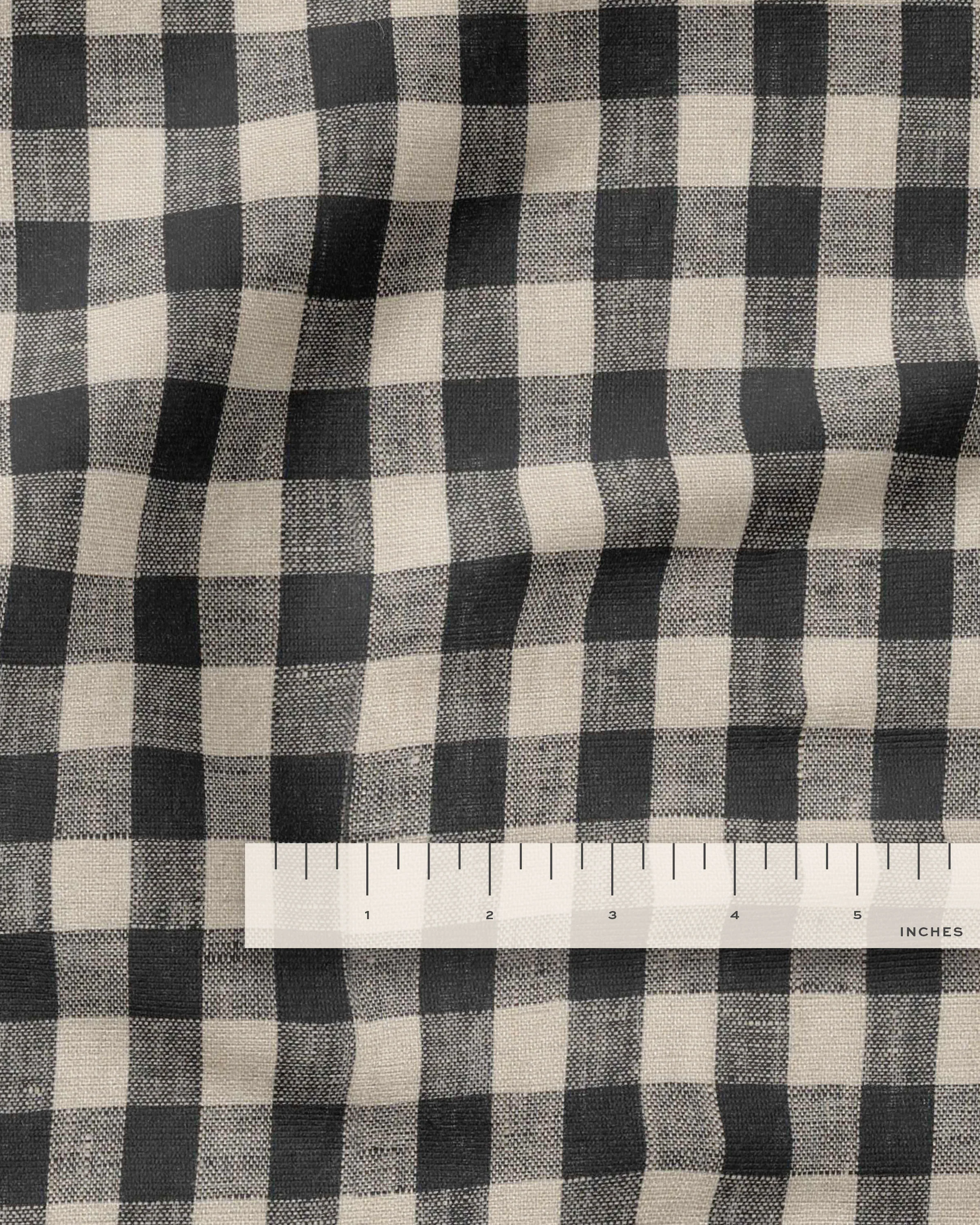 Medium Black and Natural Gingham Linen - Image 3