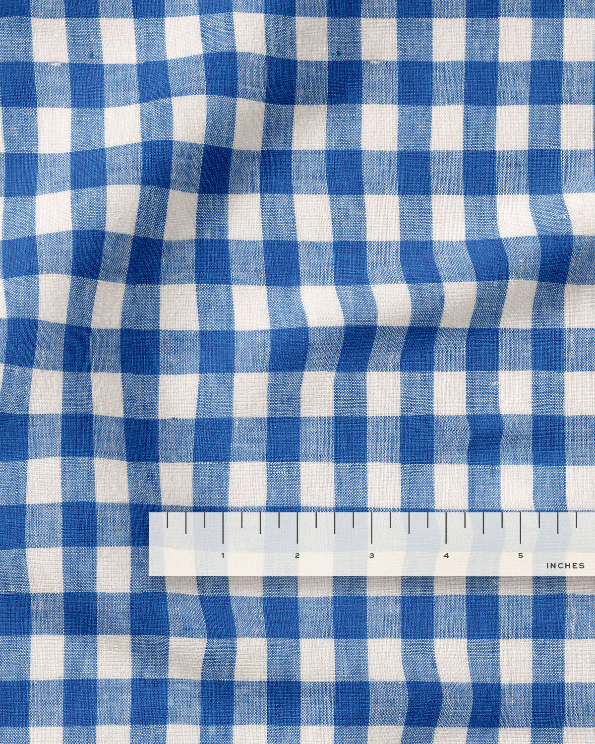 Medium Bluebell Gingham Washed Linen - Image 3