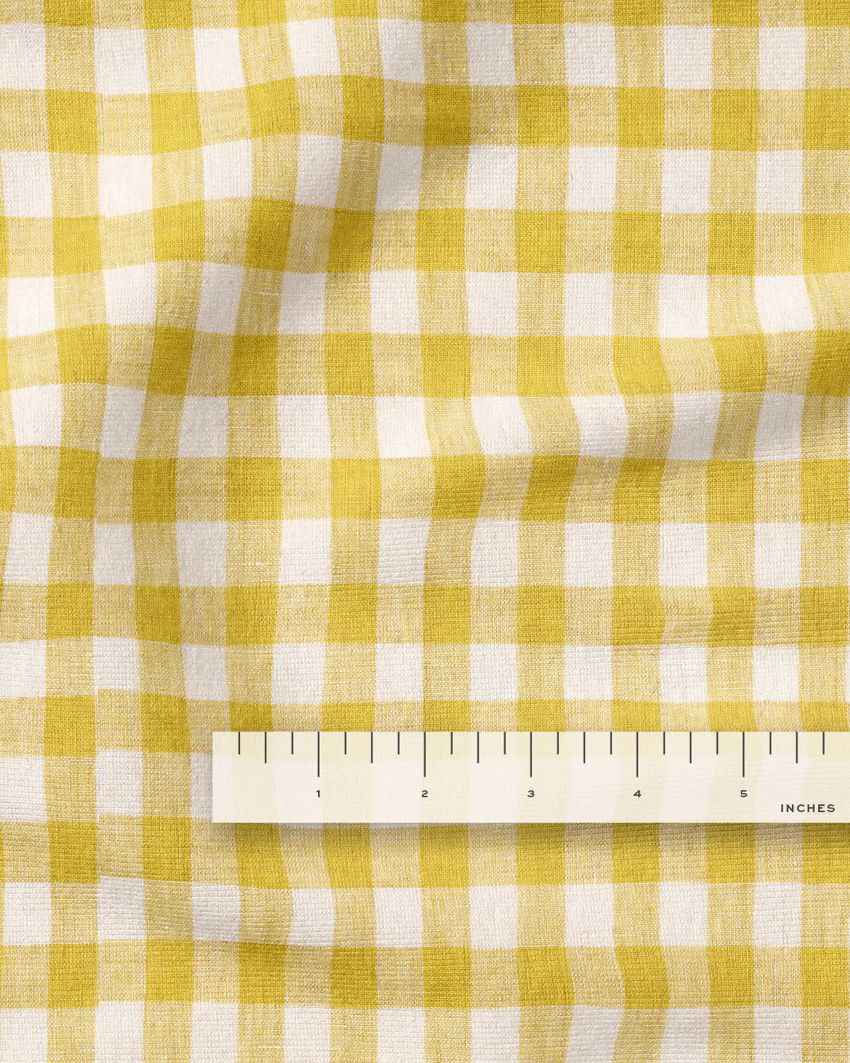 Medium Citron Gingham Washed Linen - Image 3