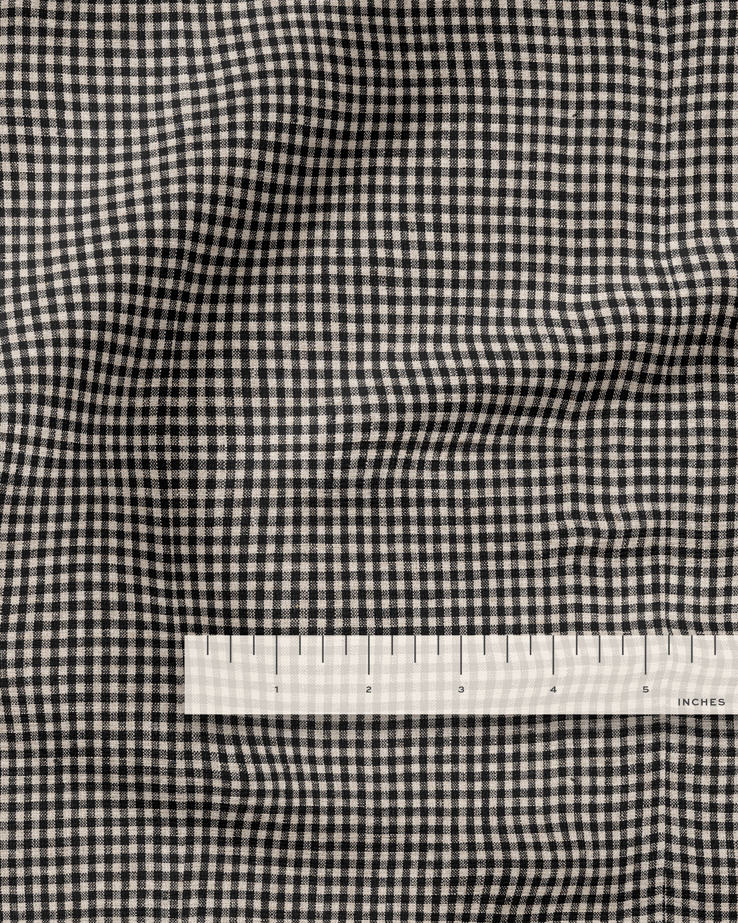 Micro Black and Natural Gingham Linen - Image 3