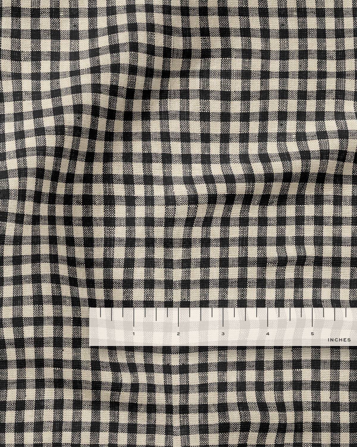 Small Black and Natural Gingham Linen - Image 3